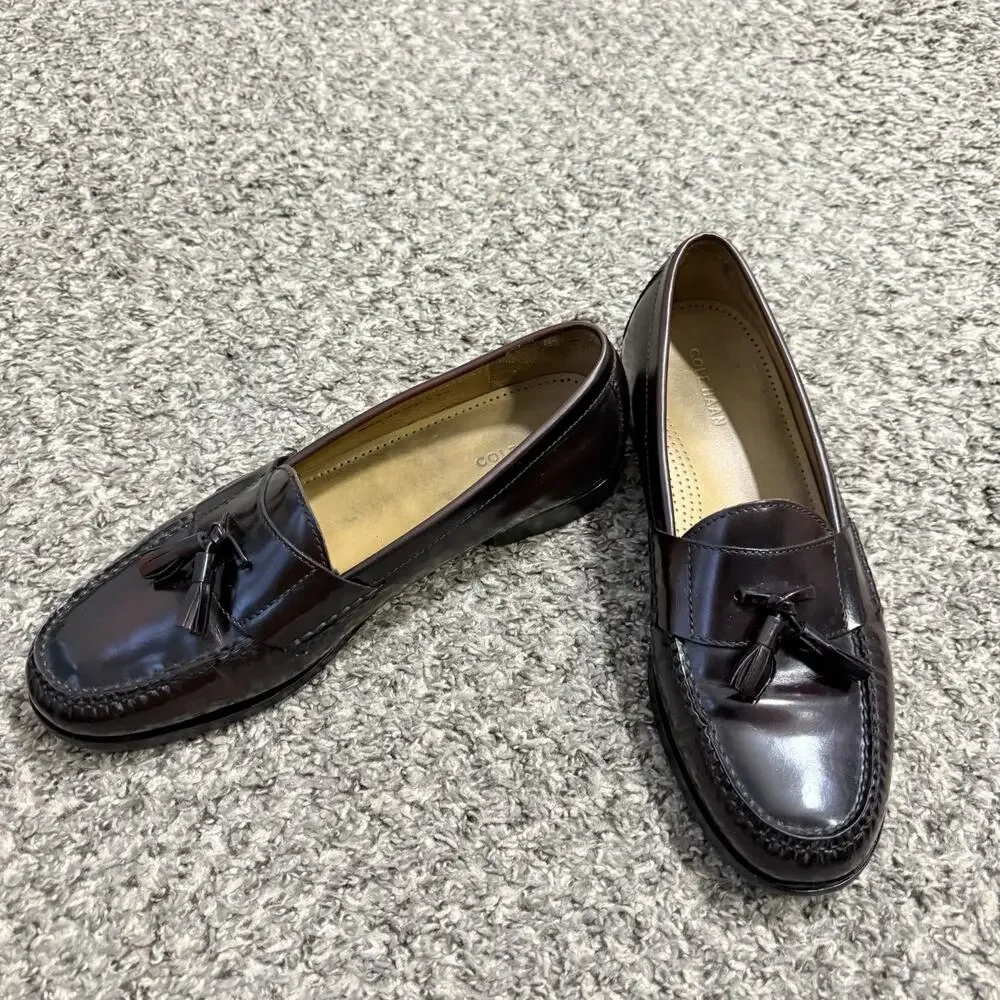 Cole Haan Men's Size 12 D Pinch Tassel Loafer Burgundy Patent Leather